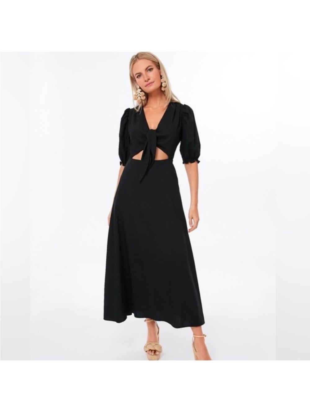 Tuckernuck Hyacinth House Addie Cutout Tie Maxi Dress Black size Medium NWT NEW